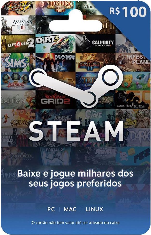 Steam Gift Card - Cartão Pré Pago R$ 100