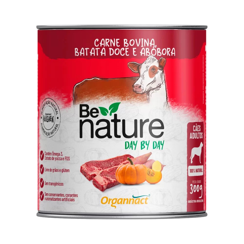 Lata Alimentação Natural Be Nature Day By Day para Cães Adultos 300g