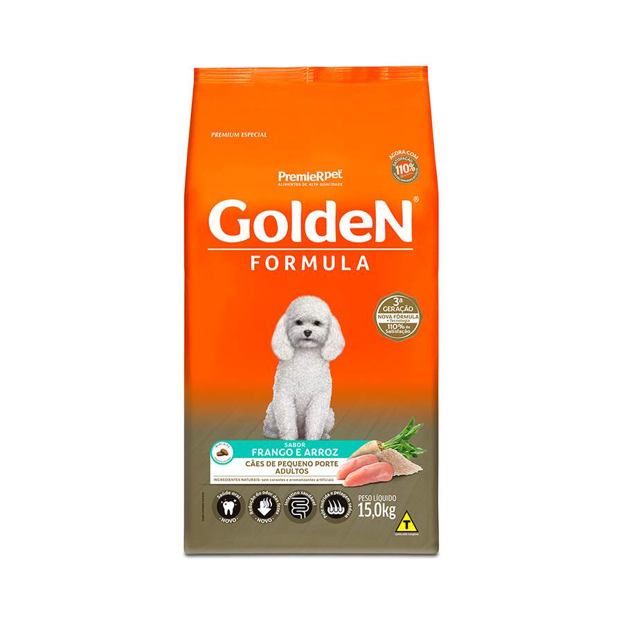 Ração Golden Mini Bits Cães Adultos Pequeno Porte Frango e Arroz 15kg