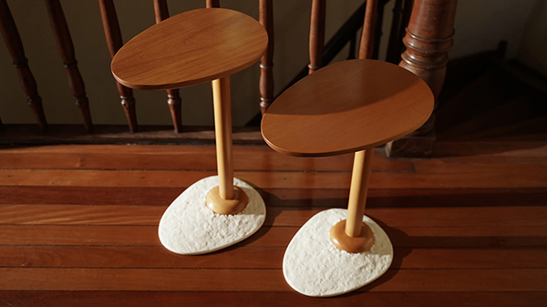 Conjunto de mesas Omelete - Feito com casca de ovo - Fubbá - Objetos Inteligentes