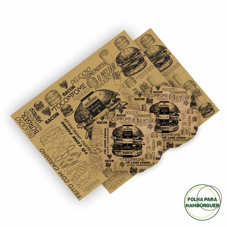 Folha de Papel Acoplado Pardo para hamburguer N°01 - 33×32 - 1.000 Folhas