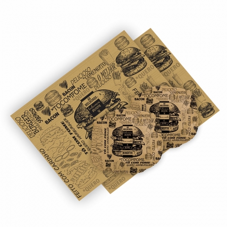 Folha de Papel Acoplado Pardo para Hambúrguer N°03 - 33×44 - 1.000 Folhas