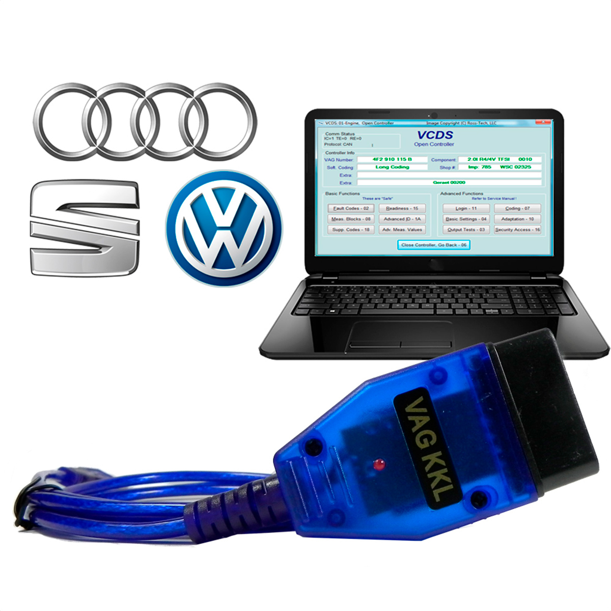 Scanner Vagcom Obd2 Automotivo USB VAG KKL VW Audi Seat Skoda