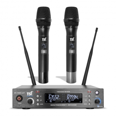 Microfone Sem Fio Duplo UHF com Receptor TSI BR7000