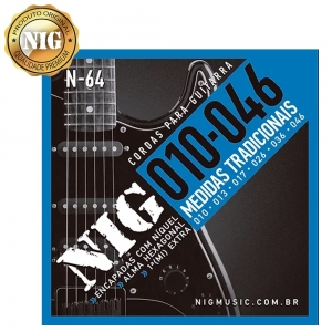Corda de Guitarra em Aço 010 046 Com Palheta NIG N64
