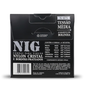 Corda de Violão de Nylon com Bolinha Tensão Média NIG N-475