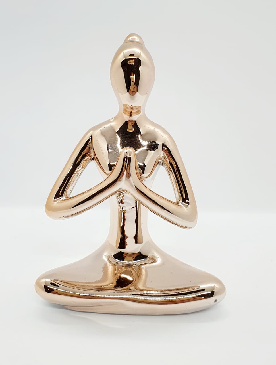 Bailarina Yoga em porcelana rose gold - mãos entrelaçadas busto