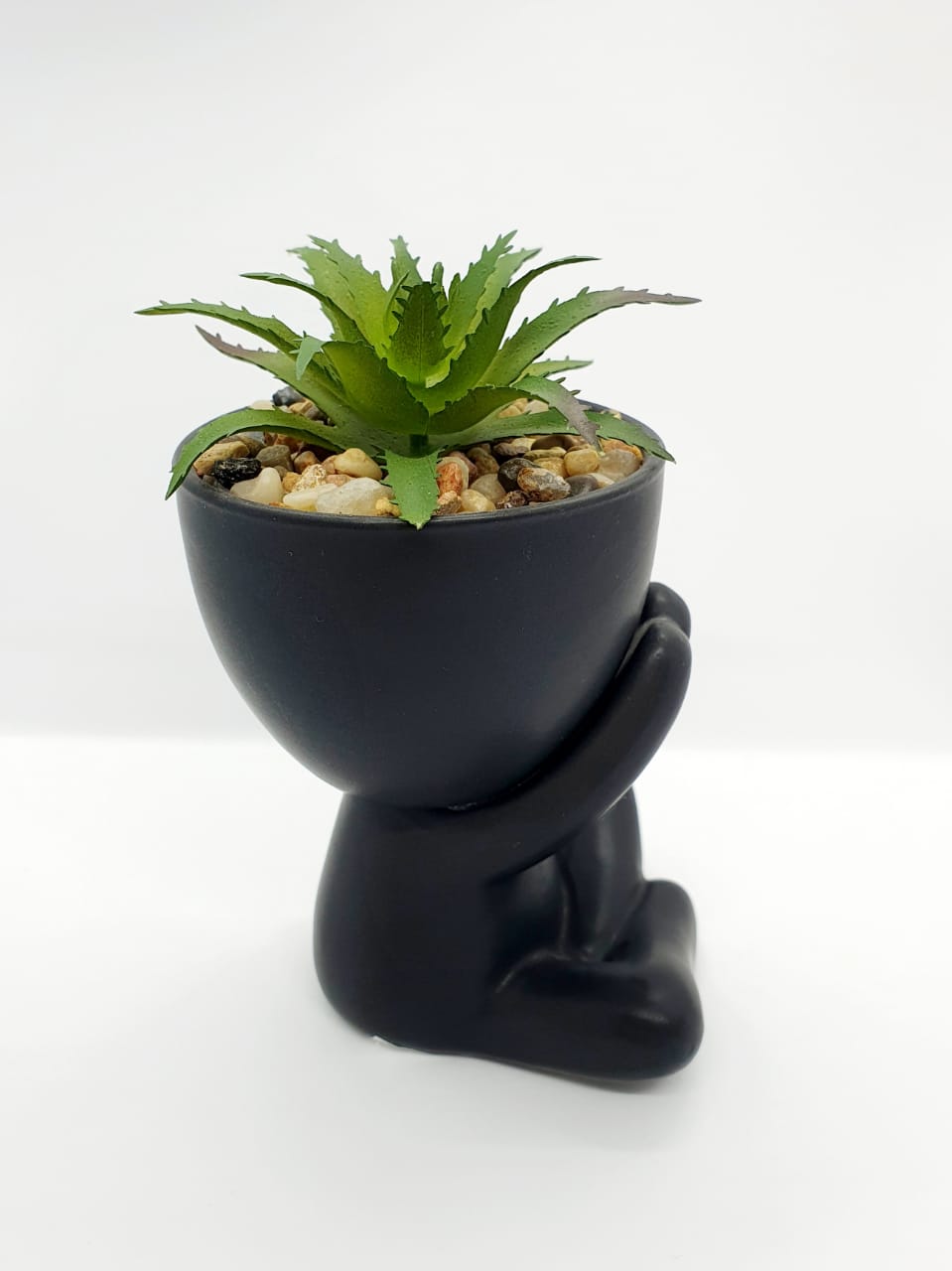 Vaso Mini Bob preto c/ planta - gratidão