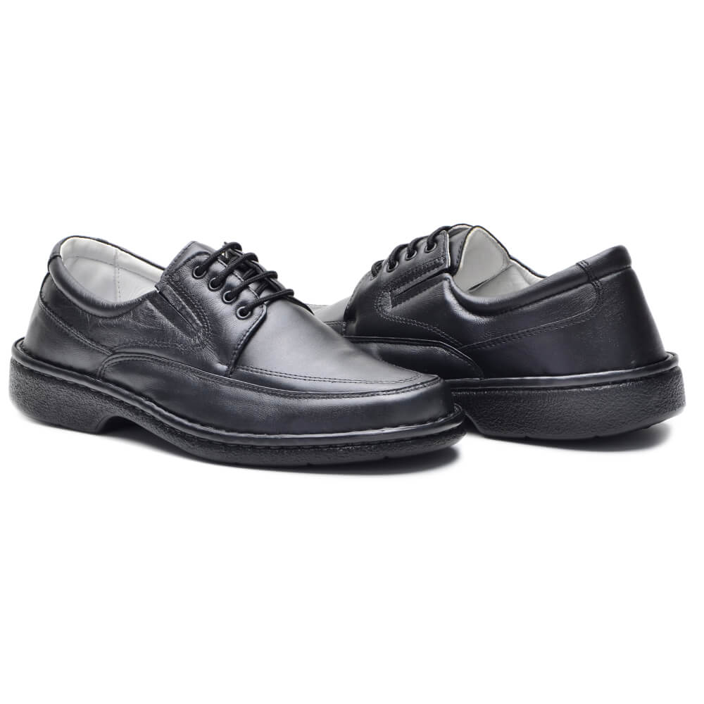 Sapato Social Preto Confort Com Cadarço CR-1004 Cla-Cle