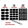 Adesivo Lousa - Etiquetas Sortidas - 56 unidades + Marcador Permanente Prata