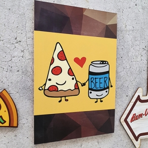 Kit com 6 placas decorativas em mdf - Pizza