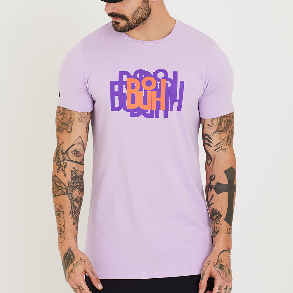 Camiseta Buh Logo Repetição Lilás