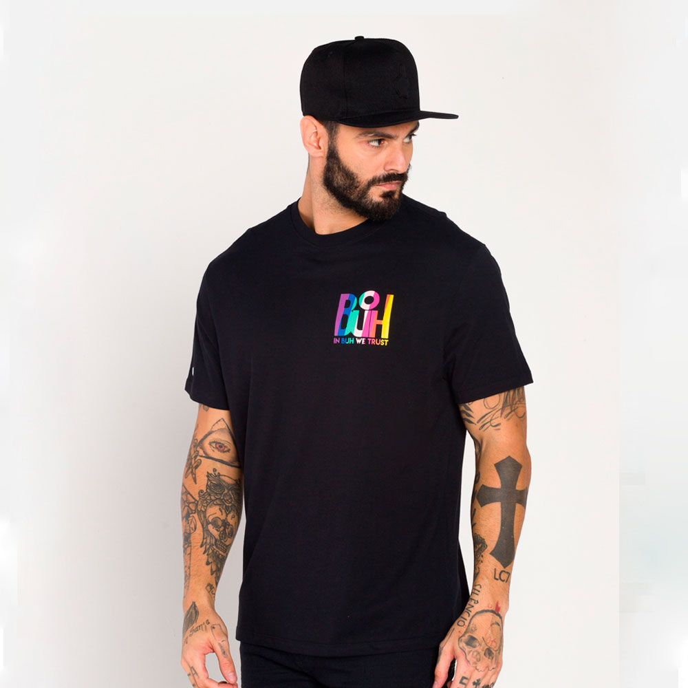 Camiseta Buh Regular Básico Rainbow Preto