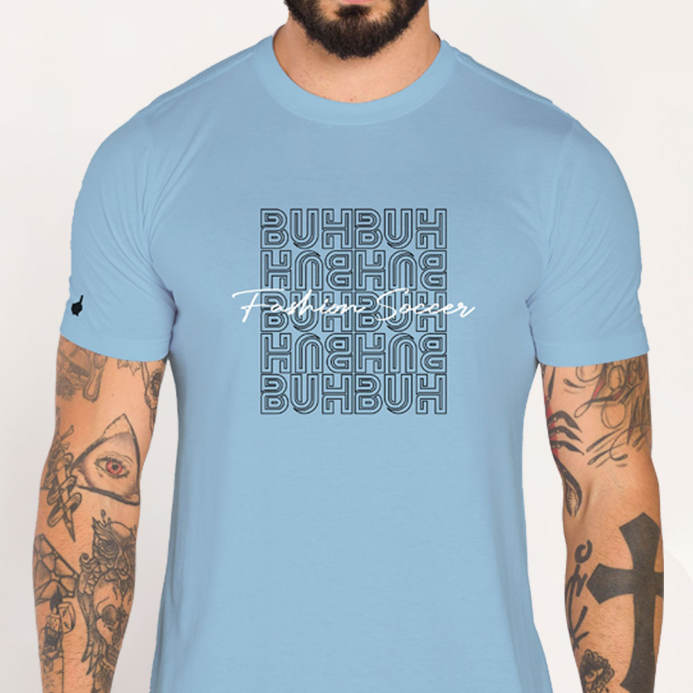 Camiseta Buh Slim Fashion Soccer Azul Claro
