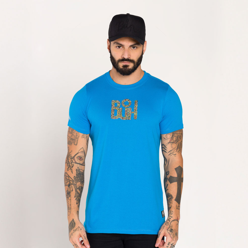 Camiseta Slim Confete Azul Céu