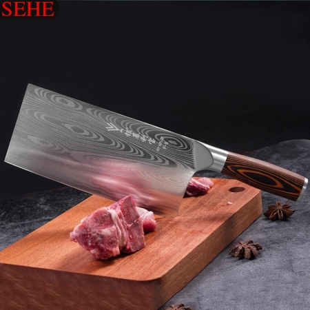 Deng faca de alta qualidade artesanal forjado lâmina de aço carbono faca de cozinha chef chinês faca de cozinha cutelo vegetal cozinha cor madeira