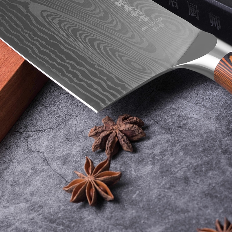 Deng faca de alta qualidade artesanal forjado lâmina de aço carbono faca de cozinha chef chinês faca de cozinha cutelo vegetal cozinha cor madeira