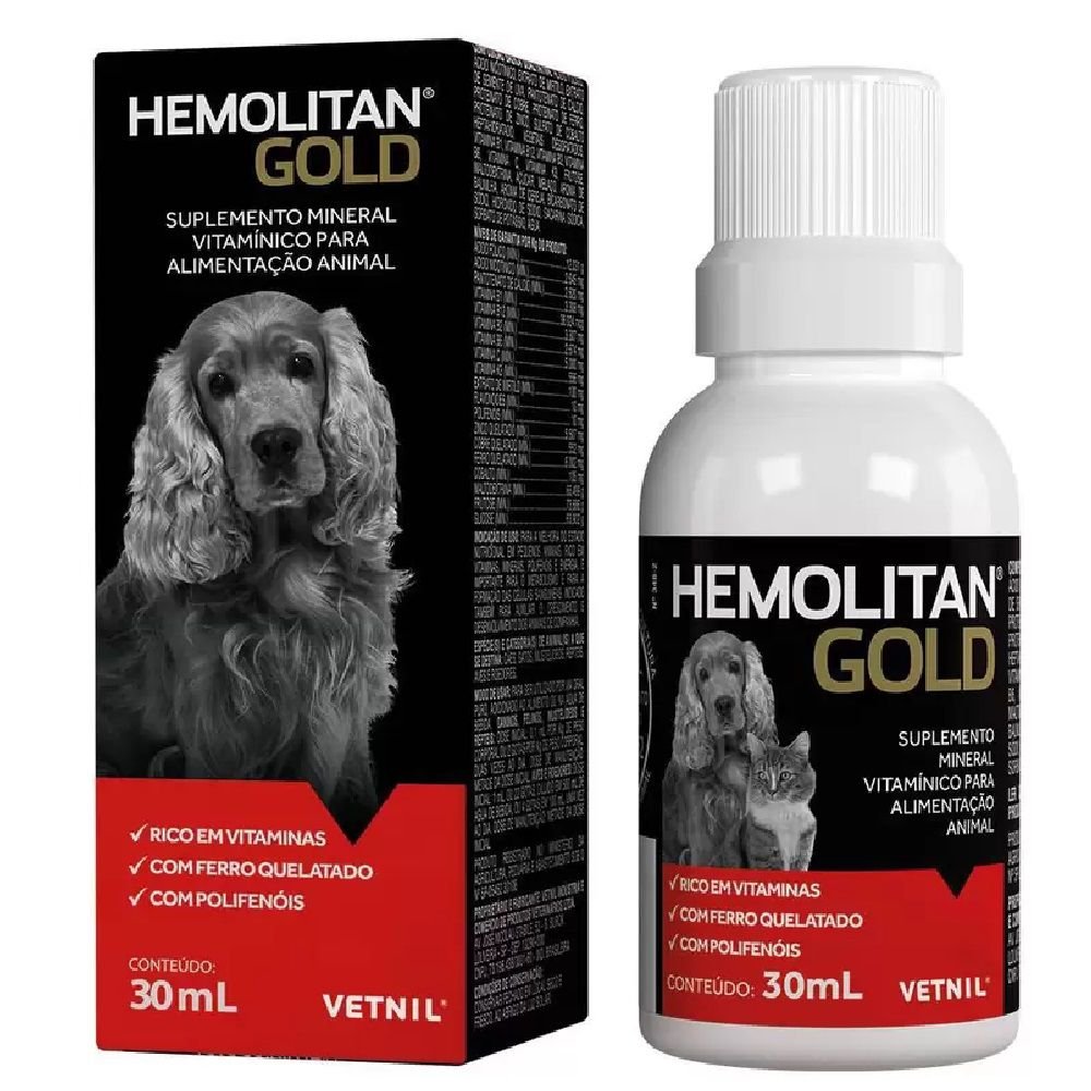 Hemolitan Gold Suplemento Vitamínico P/ Animais Vetnil 30ml