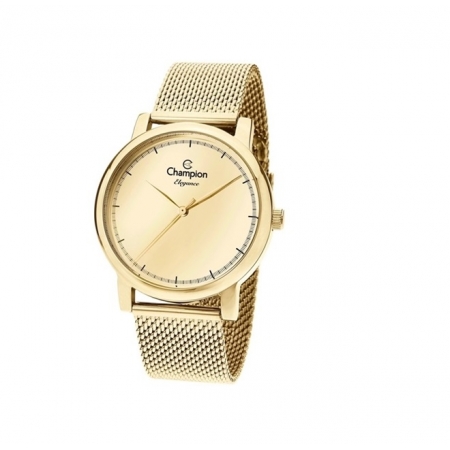 Relógio X Champion Dourado Kit Colar e Brinco Jjoias Premium