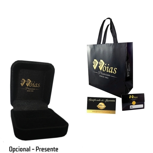 Anel Cravejado com Brilhante Dourado Ouro 18K Jjoias Premium