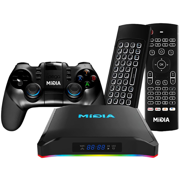 Receptor Midia Max 2 Gamer 8K Ultra HD com Wi-Fi e Bluetooth Bivolt - Preto