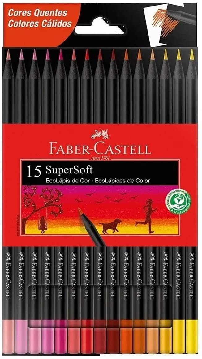 Lápis de Cor Super soft 15 Cores Quentes - Faber Castell