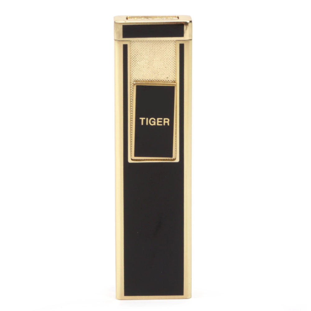Isqueiro Eletronico Tiger Slide Slim - Preto/Dourado