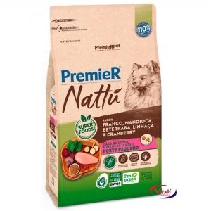 Premier Nattu Cães Adultos Raças Pequenas Mandioca 2,5kg
