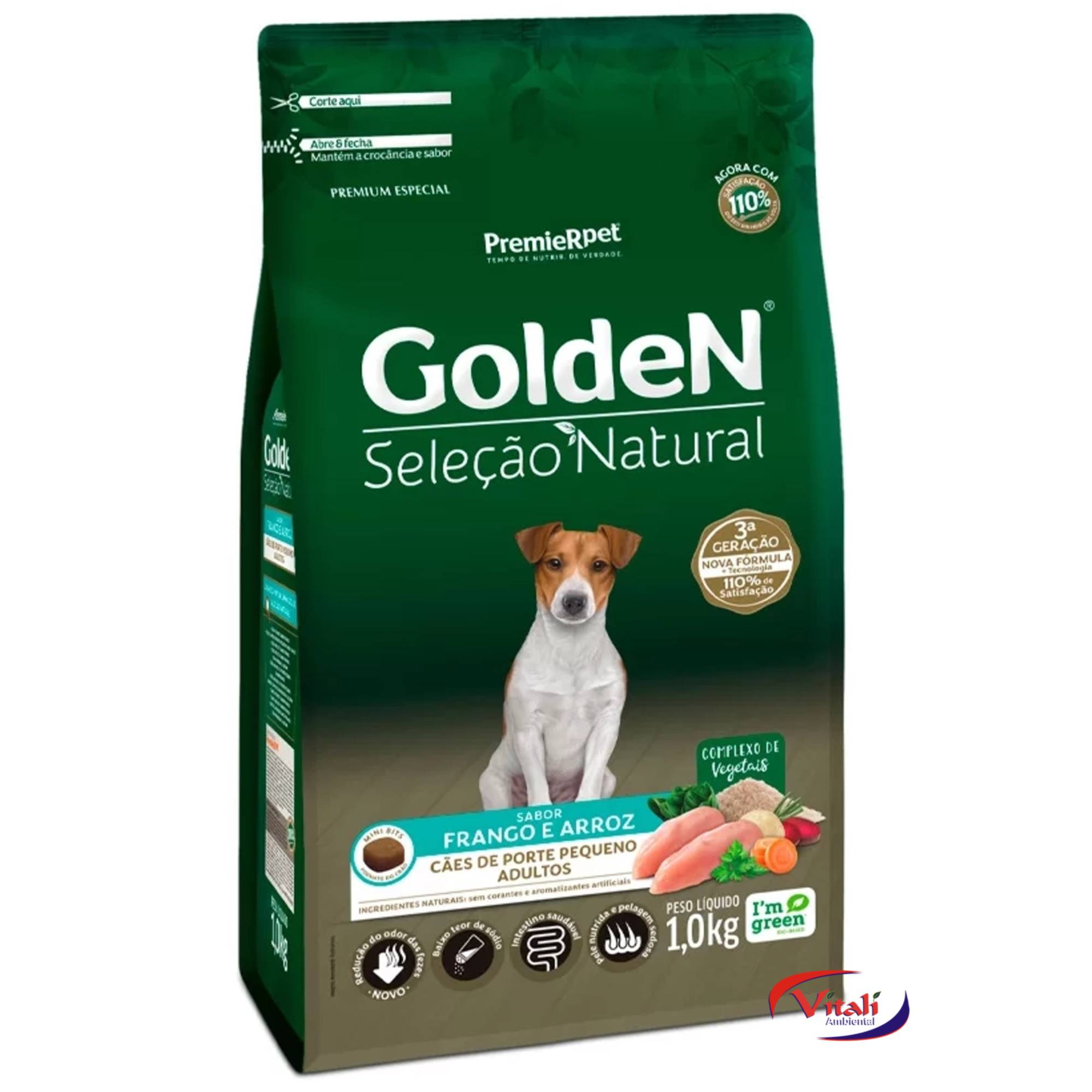 Golden Seleção Natural Cães de Pequeno Porte Adulto Frango 1kg