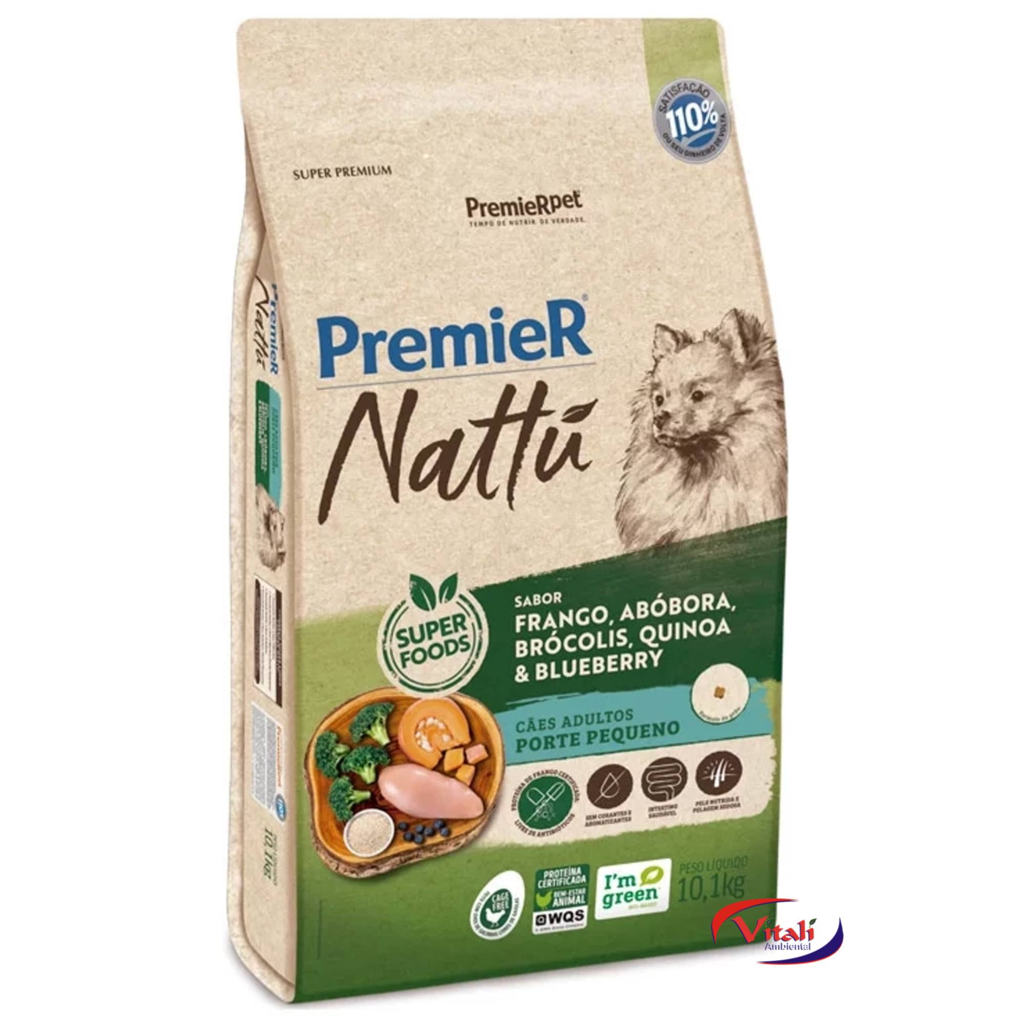 Premier Nattu Cães Adultos Raças Pequenas Mandioca 10kg