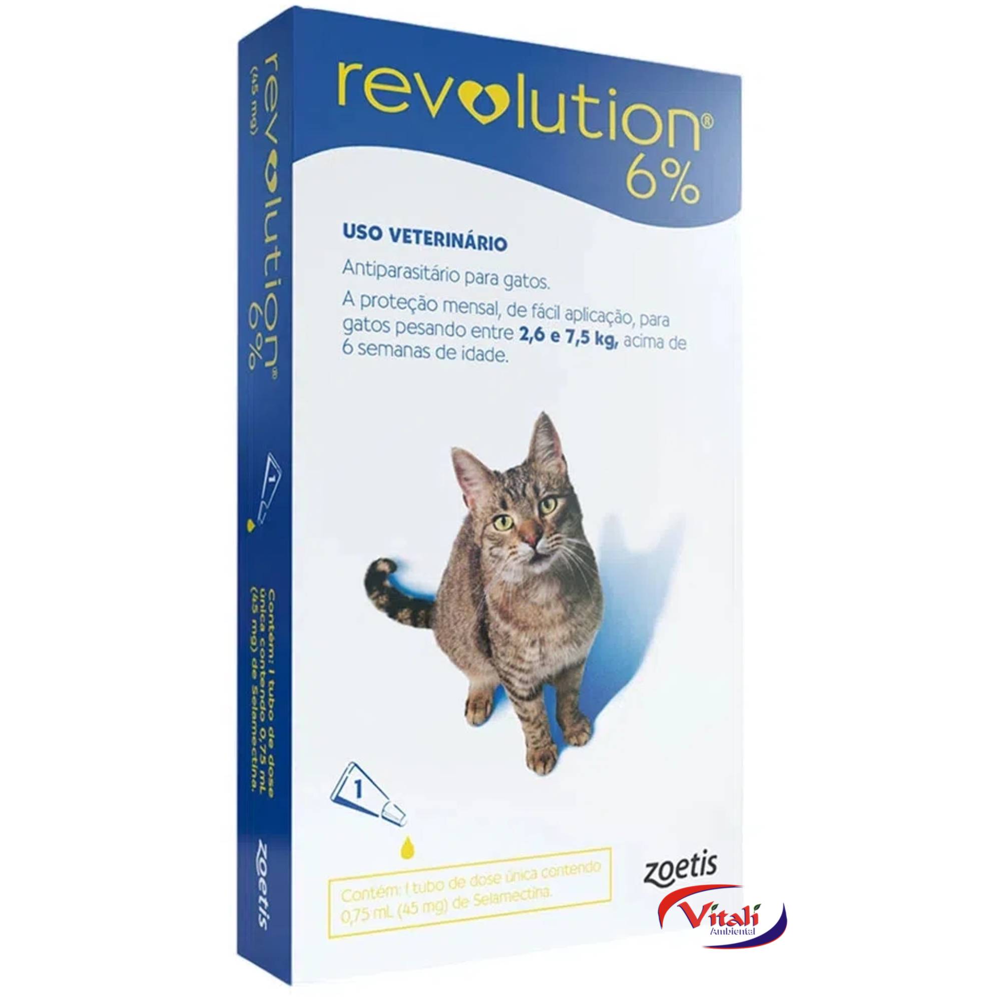 Revolution 6% para Gatos de 2,6kg até 7,5kg