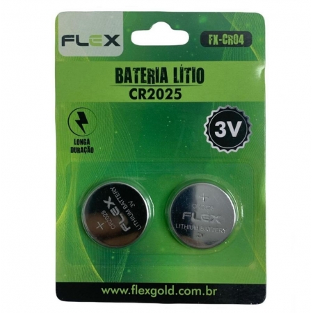 Pilha Bateria CR 2025 de Litio cartela c/2 unid Flex