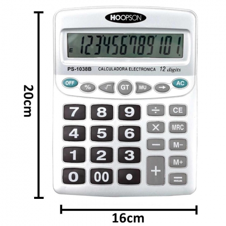 Calculadora de Mesa 12 Digitos PS-1048B Hoopson