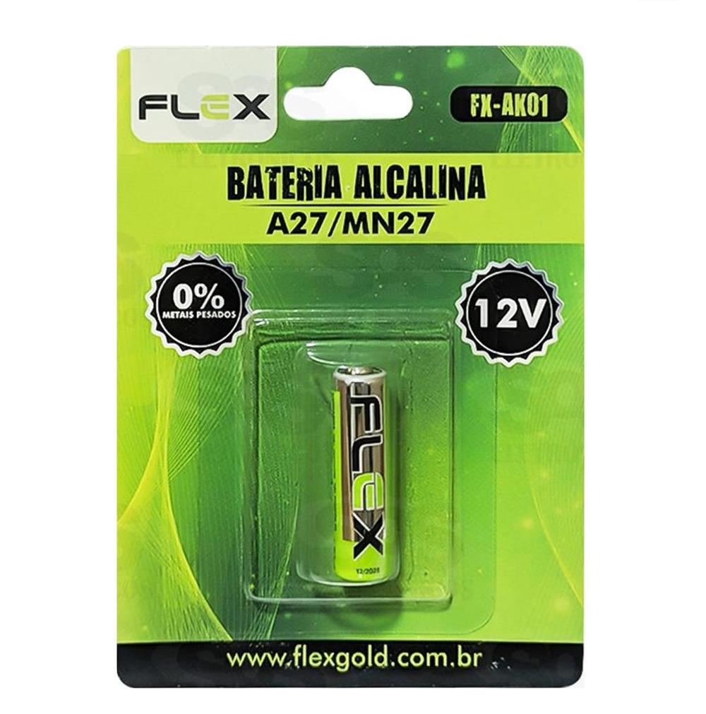 Pilha Bateria Alcalina A27 / MN27 12V Flex