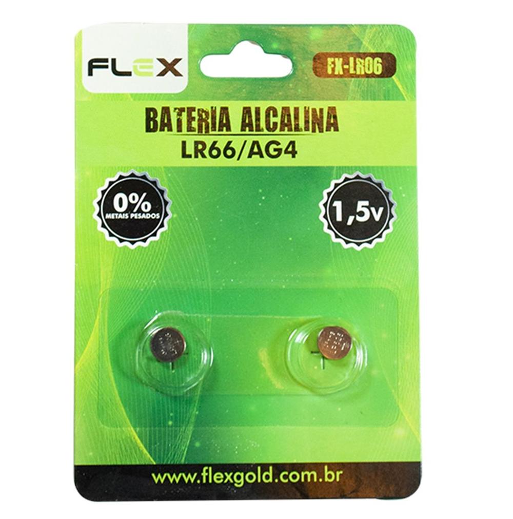 Pilha Bateria Alcalina LR 66 / AG4 cartela com 2 unidades Flex