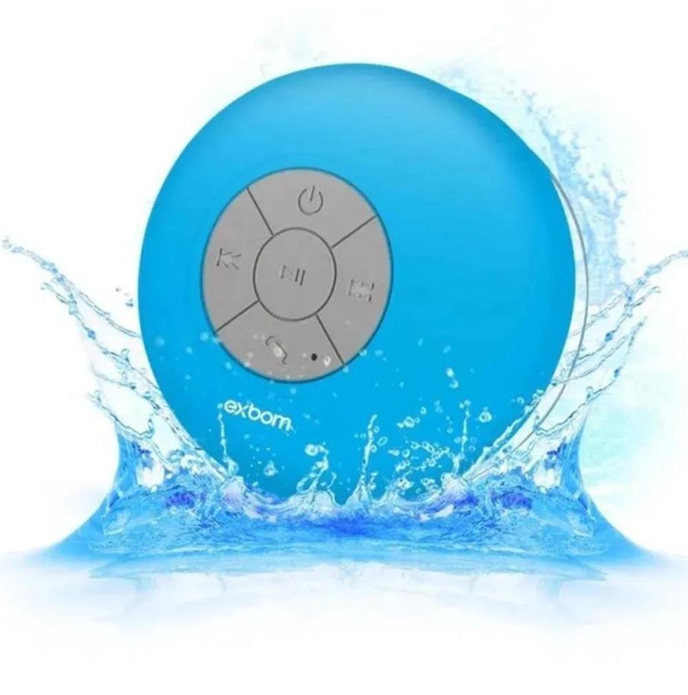 Caixa de Som Bluetooth 3.0 3W Azul c/ Ventosa Prova d'agua*