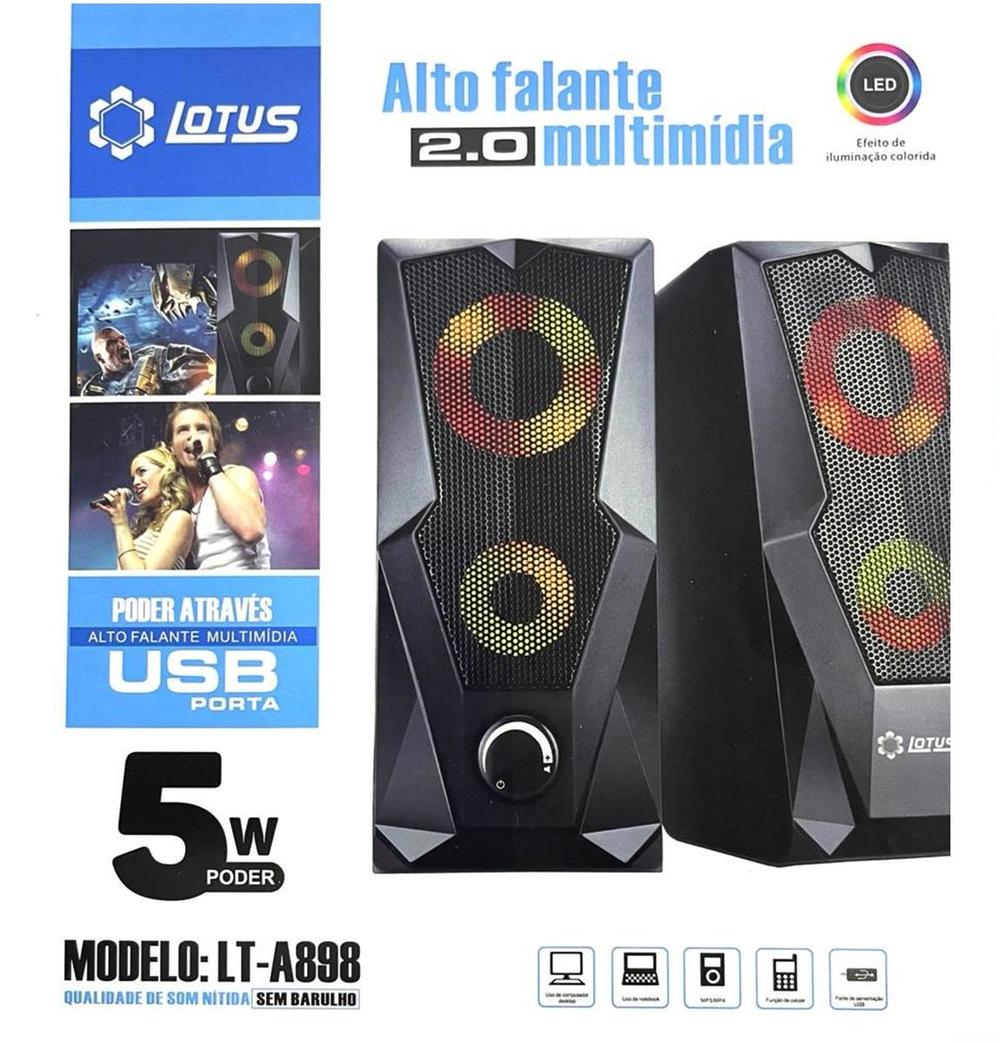 Caixa de Som Multimídia USB 10W c/ Led RGB Lotus LT-A898