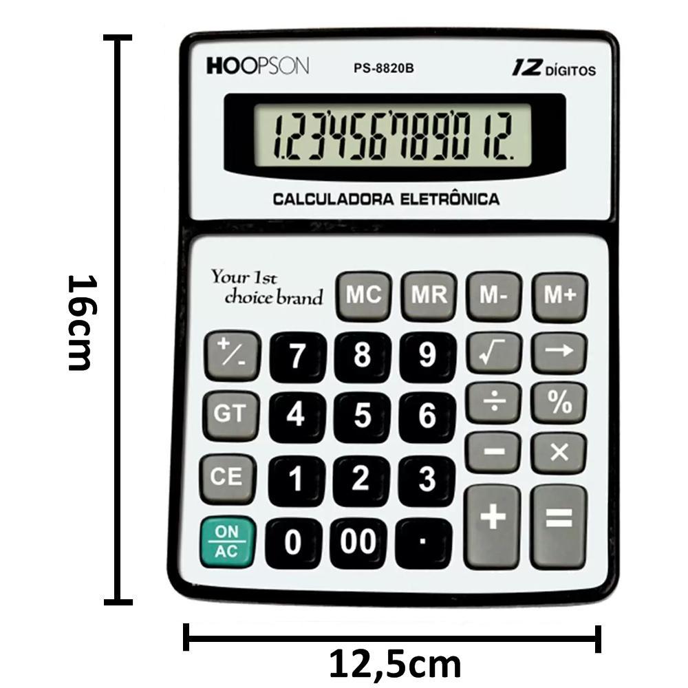 Calculadora de Mesa 12 Digitos PS-8820B Hoopson