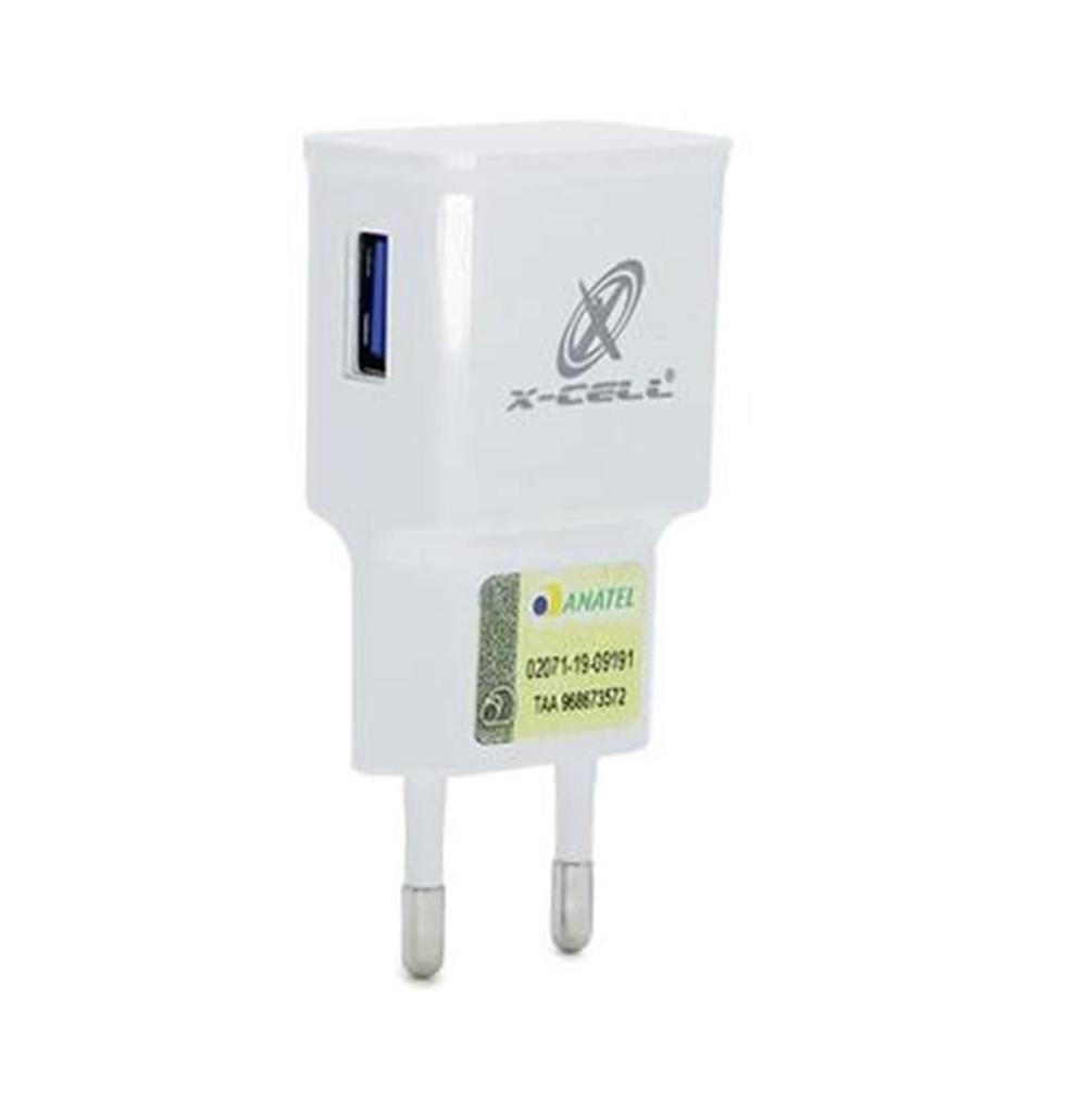 Carregador de Tomada 2.4A com 1 USB Branco X-Cell