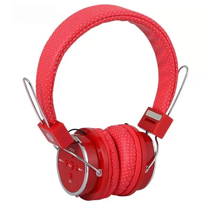 Fone Bluetooth 5.0 P2/FM Headphone Headset KP-367 Vermelho Knup*