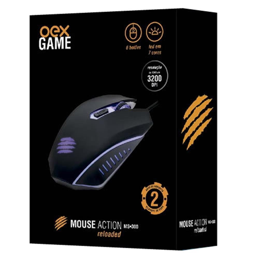 Mouse Gamer 3200DPI 6 Botoes Reloaded Preto OEX