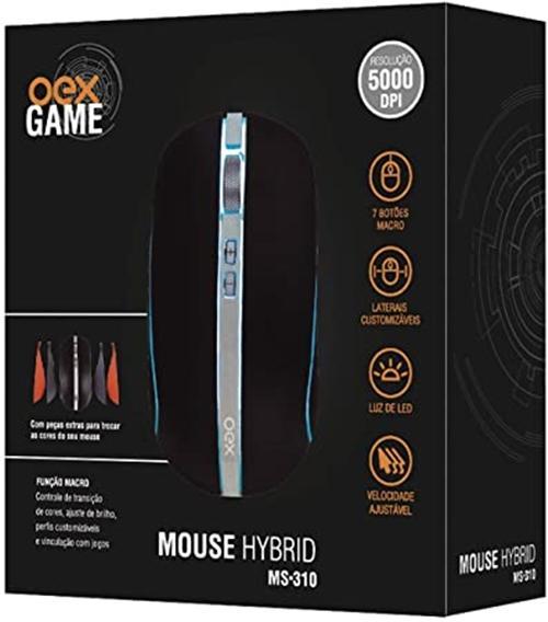 Mouse Gamer 5000DPI 7 Botões Macro Com Lateral Customizavel Hybrid OEX