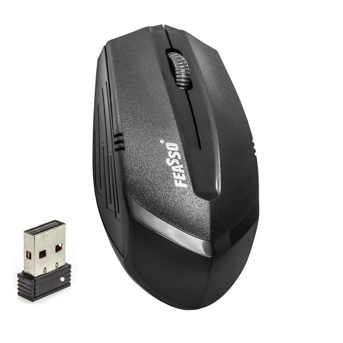 Mouse Óptico Sem Fio Wireless 1600dpi 2.4Ghz Preto Feasso