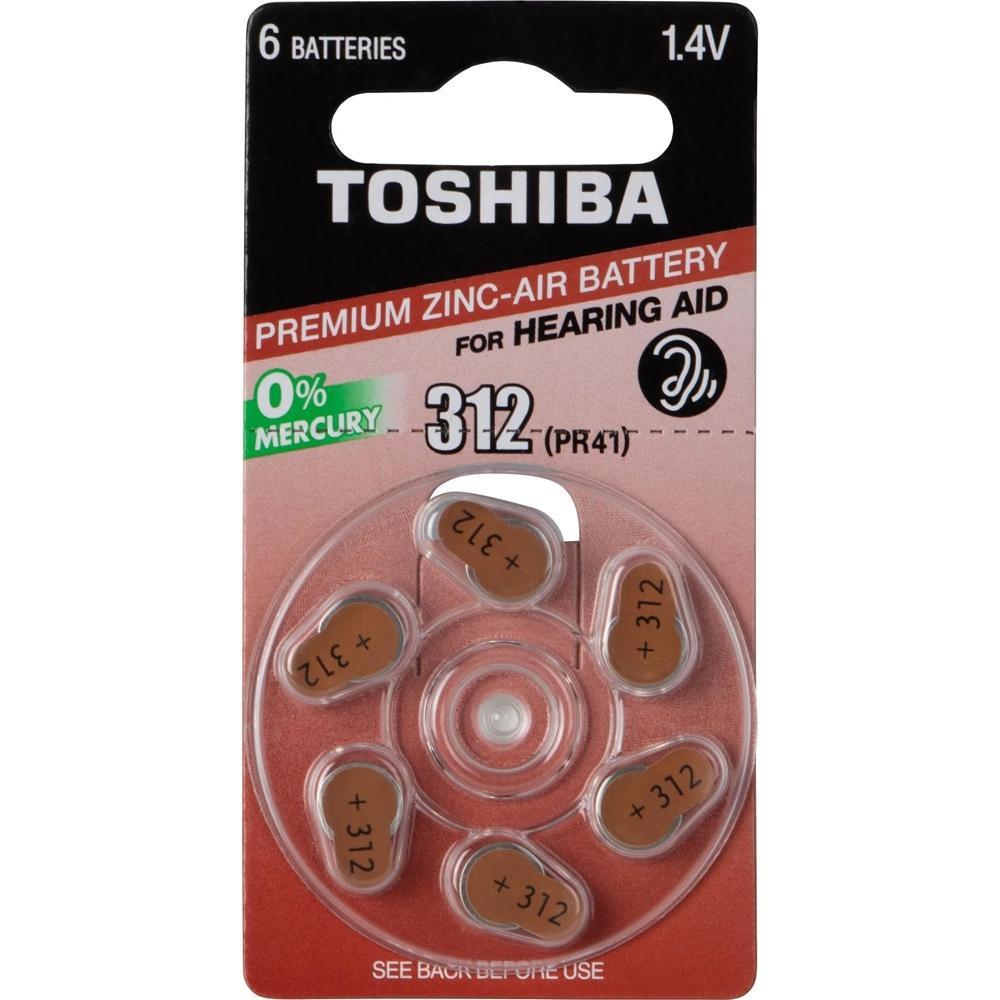Pilha Bateria Auditiva Toshiba 312 PR41 DP-6 unidades