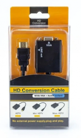 HD CONVERSION CABLE - CONVERSOR HDMI X VGA C/ SAIDA AUDIO 1917