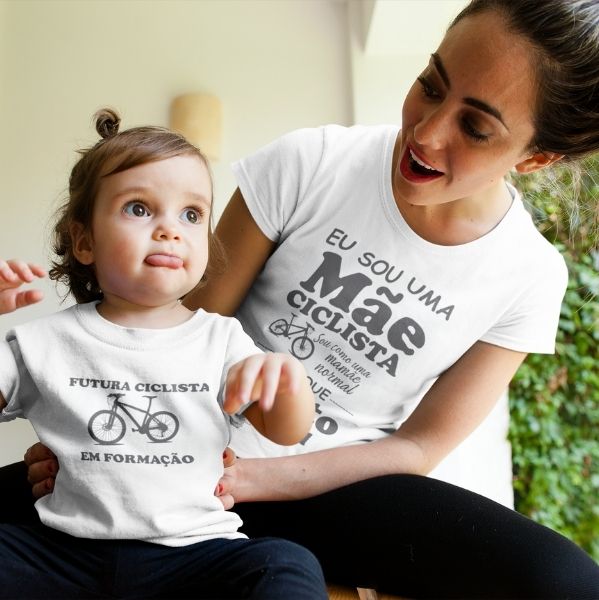 Camisetas para Mães e Filha - Eu sou uma mãe ciclista - Futura Ciclista