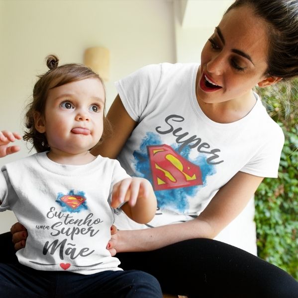 Camisetas para Mães e Filha - Super mãe e filha