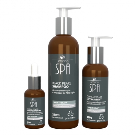 Grandha Hair Therapy Kit Urbano Spa Black - Shampoo + Coacervado Ultra Resist + Magma Power
