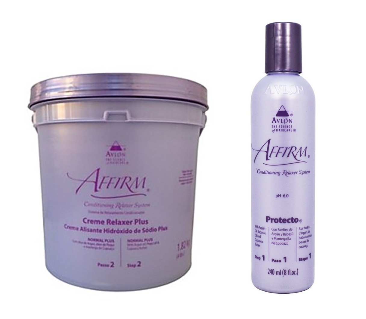 Avlon Affirm Creme Alisante Hidróxido de Sódio Normal Plus 1,8 Kg + Avlon Affirm Protecto Protetor de Fios 120ml