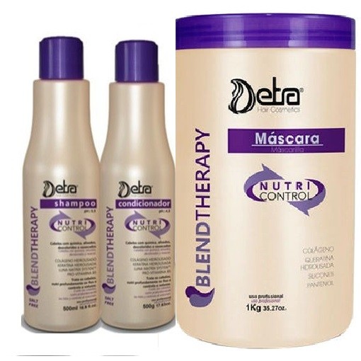 Detra Kit Nutri Control - Shampoo 2x500ml - Condicionador 2x500ml e Máscara 1Kg - R